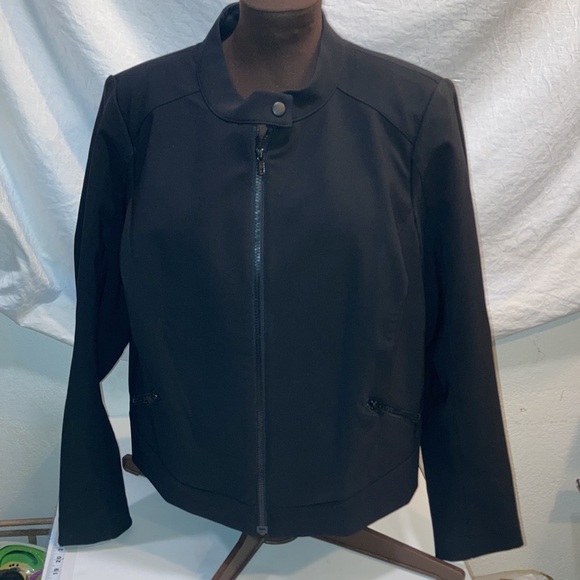 Lane Bryant Womens SZ 20 Jacket Solid Black Zip Up Long Sleeve Zip Pockets NWOT - Picture 10 of 13